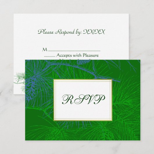 Blue Green Pine Custom RSVP Cards Karte (Vorne/Hinten)
