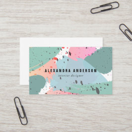Blue Green Pink Brush Schlaganke Business Card Visitenkarte