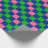 Blue Green Pink Checkered Pattern Design  Geschenkpapier (Ecke)