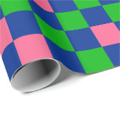 Blue Green Pink Checkered Pattern Design  Geschenkpapier (Rolleneckpunkt)