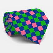Blue Green Pink Checkered Pattern Design  Krawatte (Gerollt)