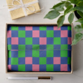 Blue Green Pink Checkered Pattern Design  Seidenpapier (Geschenk)