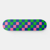 Blue Green Pink Checkered Pattern Design  Skateboard (Horizontal)