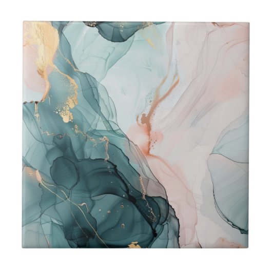 Blue, Green, Pink Marble Effect Ceramic Tile Fliese (Vorderseite)