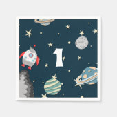 Blue Green Planets Rocket Ship Boy zum ersten Gebu Serviette (Vorderseite)