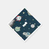Blue Green Planets Rocket Ship Boy zum ersten Gebu Serviette (Ecke)