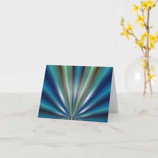 Blue-Green Pleated Design Note/Greeting Card Karte (Gelbe Blume)