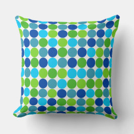 Blue Green Polka Dot Designer Pillow Kissen
