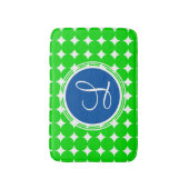 Blue & Green Polka Dot Monogram Badematte (Vorderseite Vertikal)