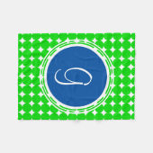 Blue & Green Polka Dot Monogram Fleecedecke (Vorderseite (Horizontal))