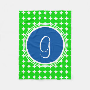 Blue & Green Polka Dot Monogram Fleecedecke
