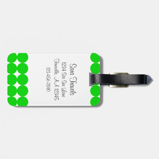 Blue & Green Polka Dot Monogram Gepäckanhänger (Rückseite horizontal)