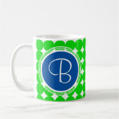 Blue & Green Polka Dot Monogram Kaffeetasse (Links)