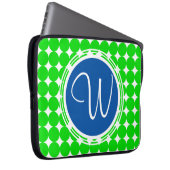 Blue & Green Polka Dot Monogram Laptopschutzhülle (Vorne Rechts)