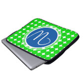Blue & Green Polka Dot Monogram Laptopschutzhülle (Vorne Knopf)