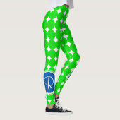 Blue & Green Polka Dot Monogram Leggings (Rechts)