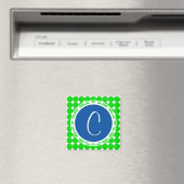 Blue & Green Polka Dot Monogram Magnet (In Situ (Geschirrspüler))