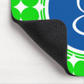 Blue & Green Polka Dot Monogram Mousepad (Ecke)