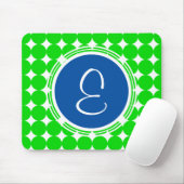 Blue & Green Polka Dot Monogram Mousepad (Mit Mouse)