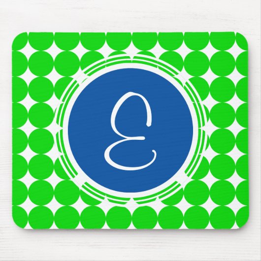 Blue & Green Polka Dot Monogram Mousepad (Vorne)