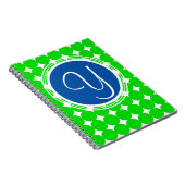 Blue & Green Polka Dot Monogram Notizblock (Rechte Seite)