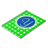 Blue & Green Polka Dot Monogram Notizblock (Linke Seite)