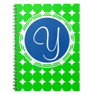 Blue & Green Polka Dot Monogram Notizblock