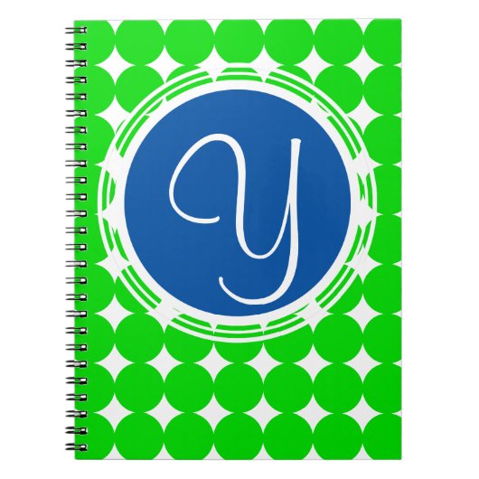 Blue & Green Polka Dot Monogram Notizblock (Vorderseite)