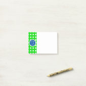 Blue & Green Polka Dot Monogram Post-it Klebezettel (Auf Schreibtisch)