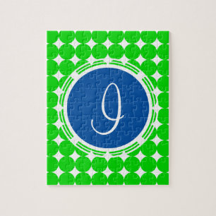 Blue & Green Polka Dot Monogram Puzzle