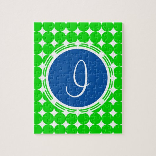 Blue & Green Polka Dot Monogram Puzzle (Vertikal)