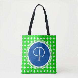 Blue & Green Polka Dot Monogram Tasche