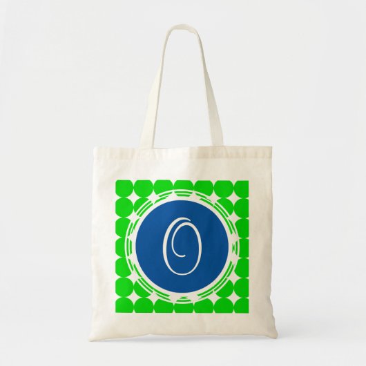 Blue & Green Polka Dot Monogram Tragetasche (Vorne)