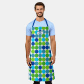 Blue Green Polka Dot Pattern Schürze (Getragen)