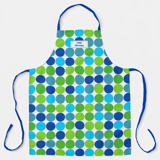 Blue Green Polka Dot Pattern Schürze (Vorderseite)