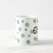 Blue Green Polka Dots Mit Monogramm Kaffeetasse (Mittel)