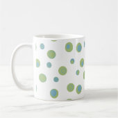 Blue Green Polka Dots Mit Monogramm Kaffeetasse (Links)