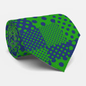 Blue Green Polka Dots Patchwork  Krawatte (Gerollt)