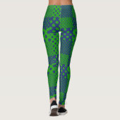 Blue Green Polka Dots Patchwork  Leggings (Rückseite)