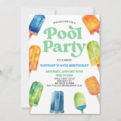 Blue Green Pool Party Popsiday Party Einladung (Vorderseite)