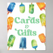 Blue Green Popsiary Party Cards & Gifts Table Sign Poster (Vorne)