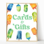 Blue Green Popsiary Party Cards & Gifts Table Sign Poster
