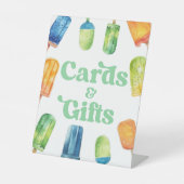 Blue Green Popsiary Party Cards & Gifts Table Sign Sockelschild (Vorderseite)