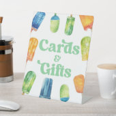 Blue Green Popsiary Party Cards & Gifts Table Sign Sockelschild (In SItu)