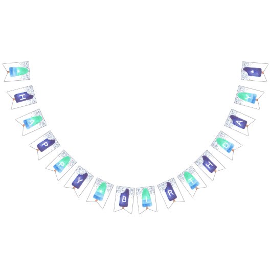 Blue & Green Popsicle Happy Birthday Wimpelkette (Alle)