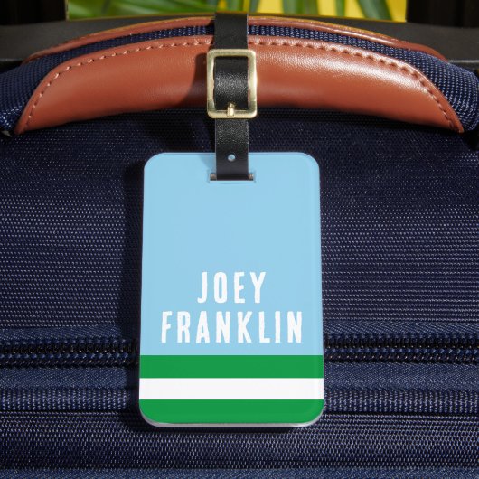 BLUE GREEN Preppy Personalisiert Backpack Gepäckanhänger (Vorderseite Insitu 2)