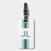 Blue Green Preppy Personalisiert Initial Gepäckanhänger (Vorderseite vertikal)