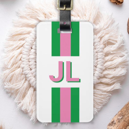 Blue Green Preppy Personalisiert Initial Gepäckanhänger