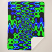 Blue & Green Psychedelic Art Sherpa Fleece Blanket Sherpadecke (Vorderseite)