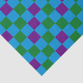 Blue Green Purple Checkered Pattern Design  Seidenpapier (Ausschnitt)